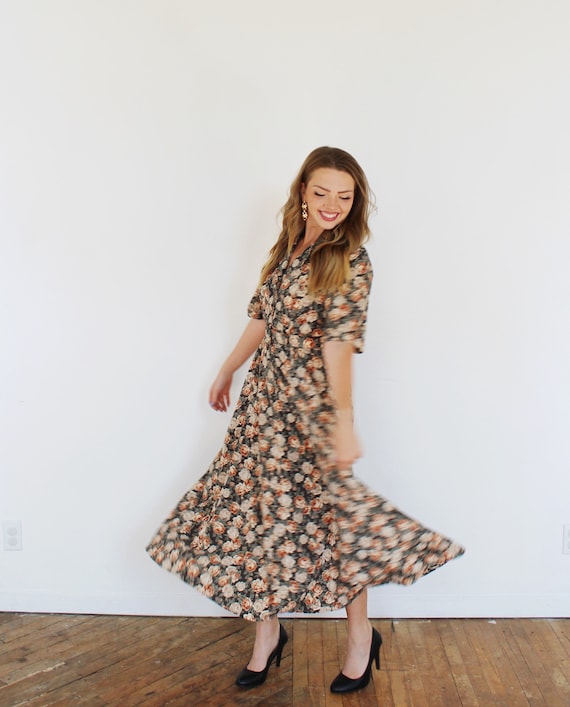 90s FLORAL DRESS- M, Vintage Le Chateau Romantic Cottagecore D CS