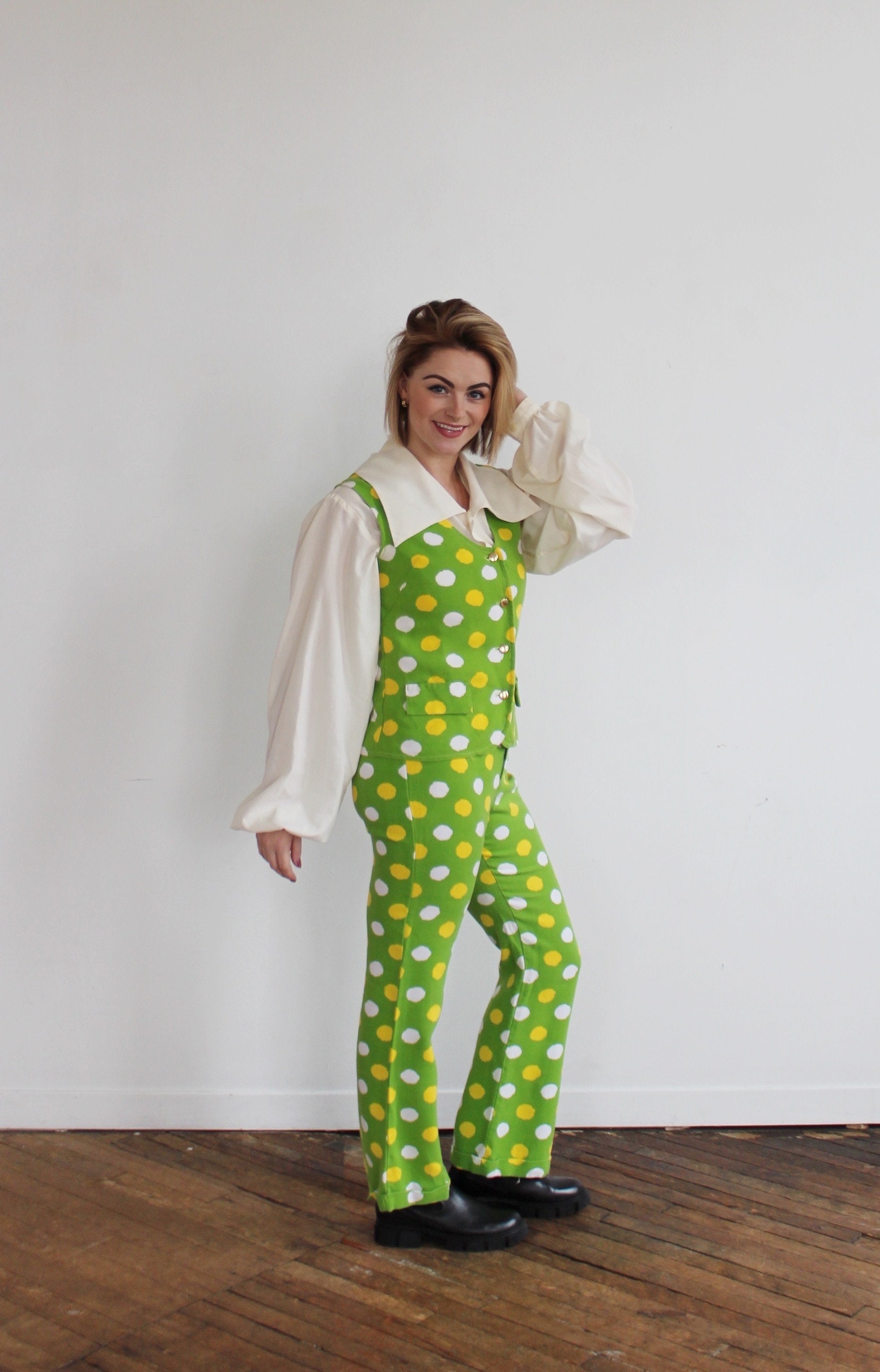 Polka Dot Pants Suit Etsy UK