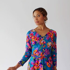 Neon Palm Leaf Hawaiian Print Dress