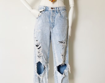 Reserved ZNISZCZONE DŻINSY CALVIN KLEIN - 30, postrzępione, postrzępione, grunge'owe dżinsy z lat 90.