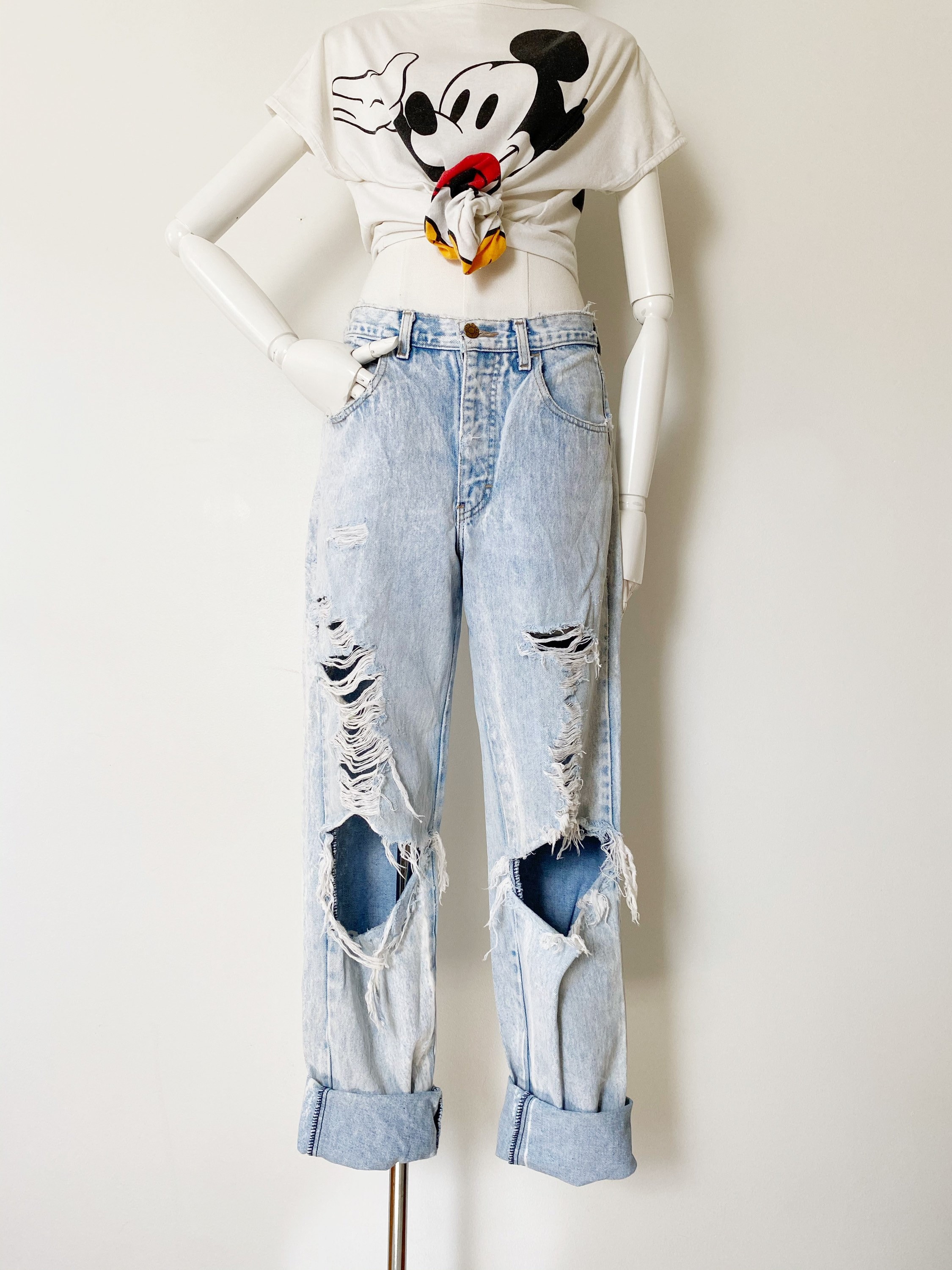 DISTRESSED CALVIN KLEIN Jeans- 30, Shredded Thrashed Grunge