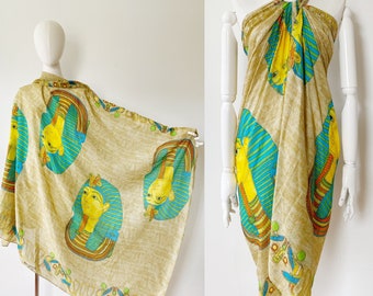 Long King Tut Egypt Scarf- Shawl, WrapCover Up, Scarf dress, Neon 90s