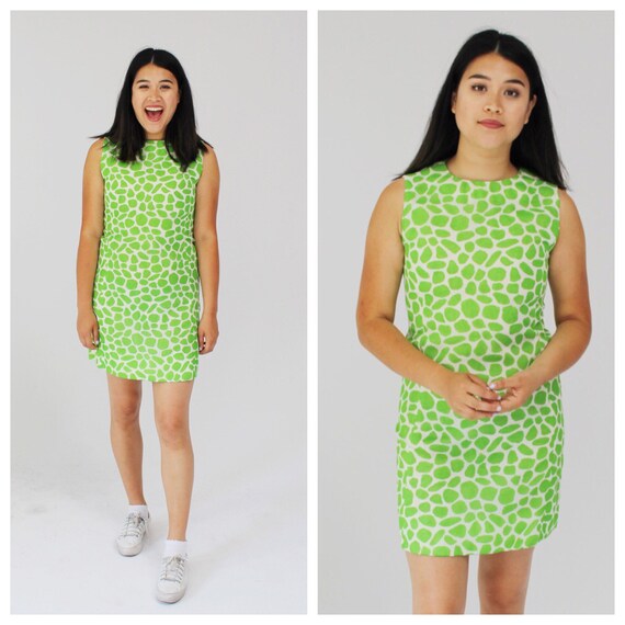 lime green animal print dress