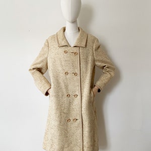 JEAN PATOU Paris Oatmeal Woven Coat- 1960s Designer Vintage