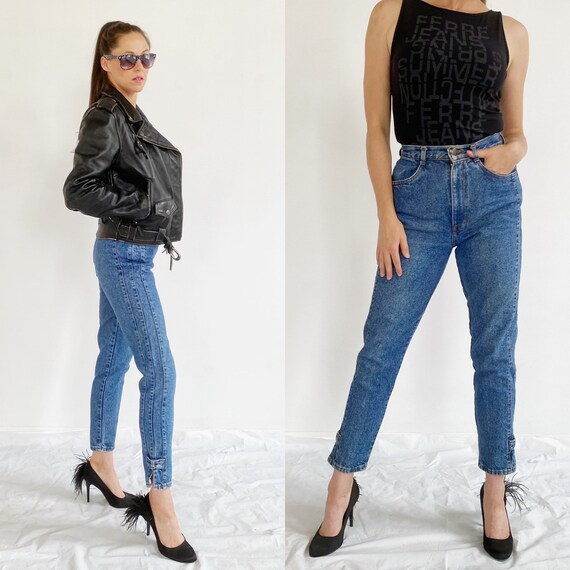 high waisted bow jeans