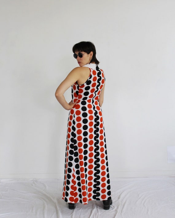 Polka Dot Op Art Maxi Dress- S/M, Marimekko Kusam… - image 7
