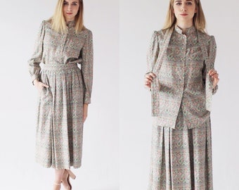 Pastel Two Piece Set- 70s Boho Western Paisley Skirt, Blouse, Joonase Originals Matching Set 4