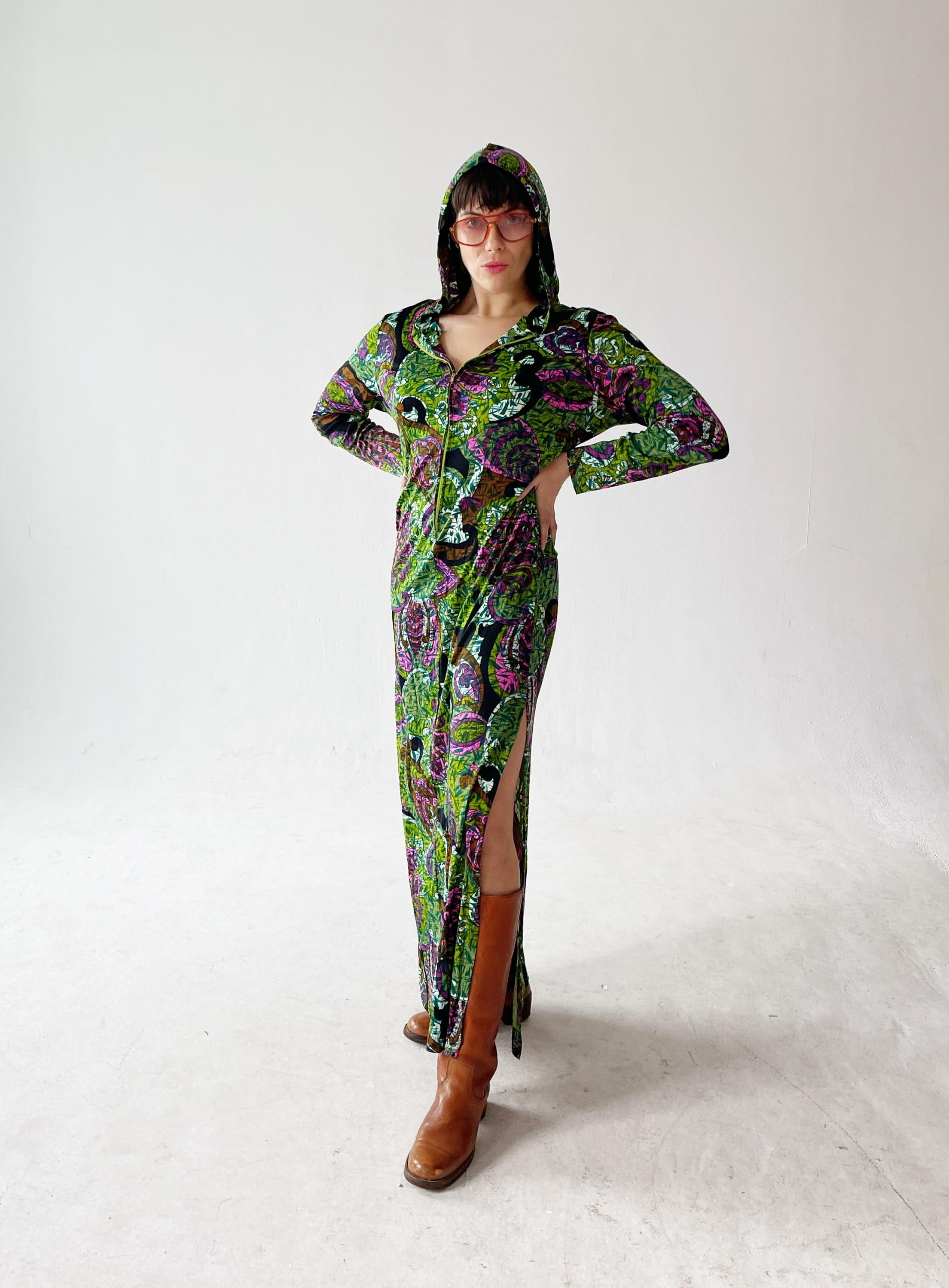 green psychedelic dress Wolf & Badger