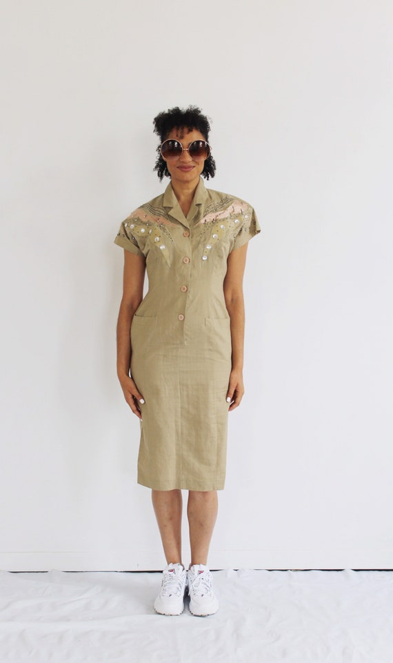 chinese dress ladies A-Line Sheath Dress in Linen Double-Face  Akris Inc