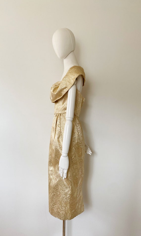 1950s BEAUMELLE Originals Gold Wiggle Dress- 28, … - image 4