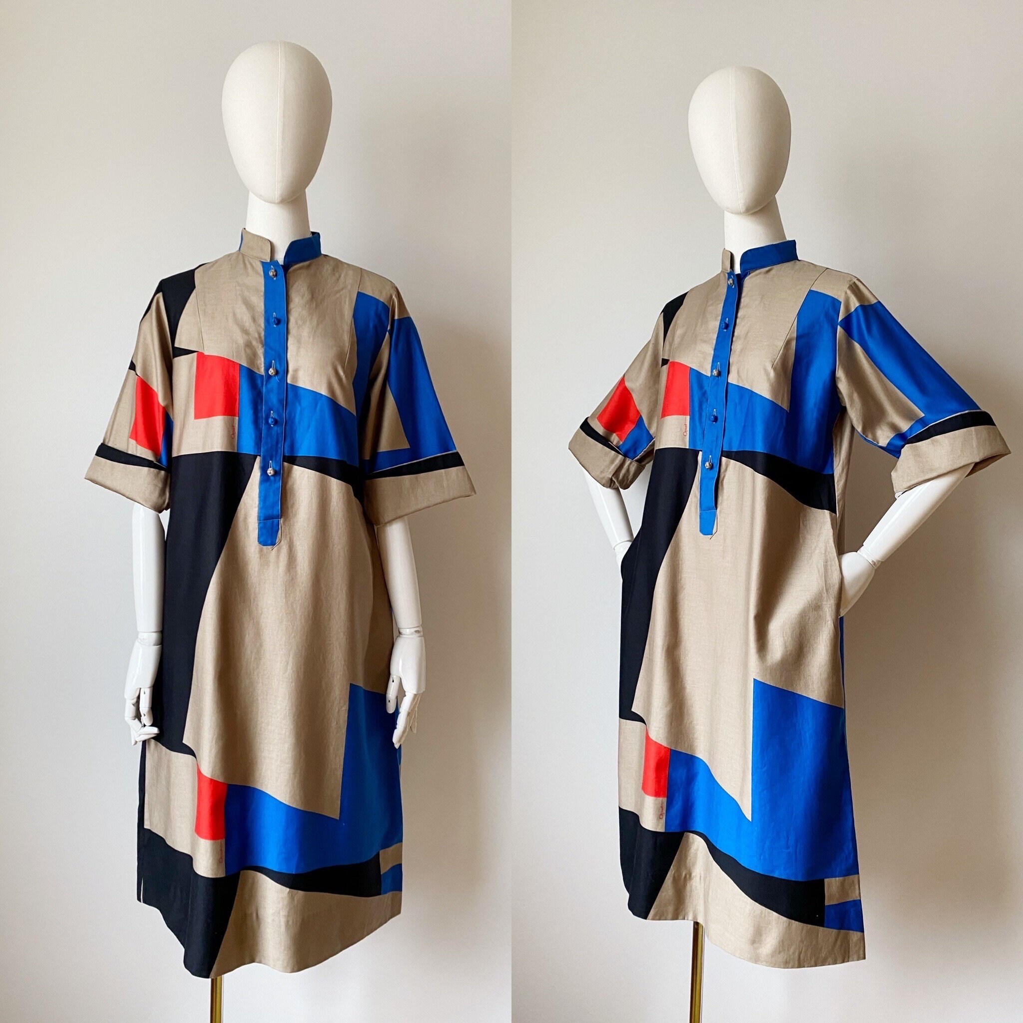 70s Catherine Ogust Rainbow Dress | S-M - Lucky Vintage