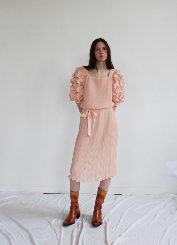 open lace back dress Pink-Plisse Maxi-Dress main image 1