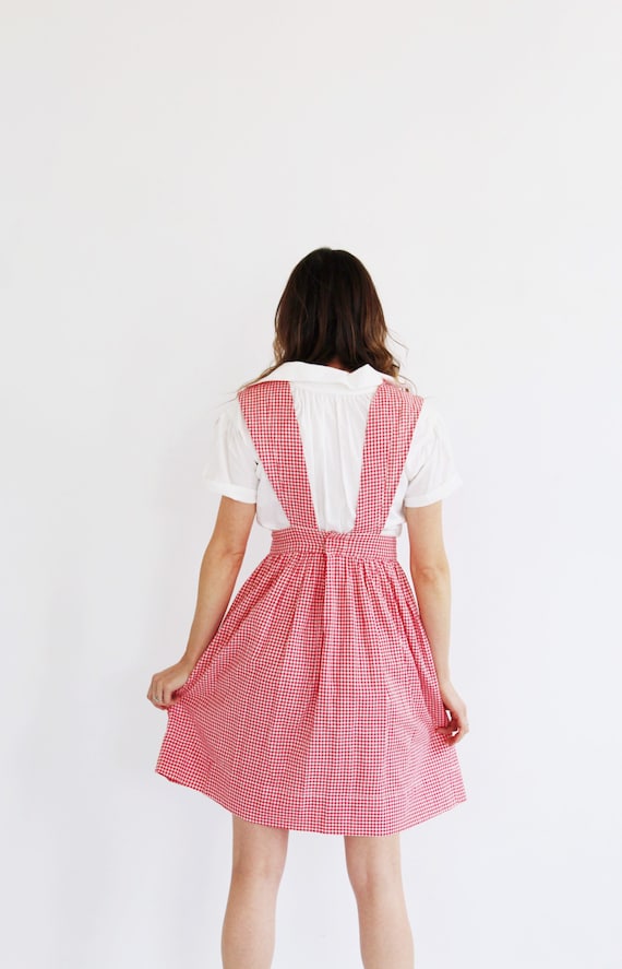 Plaid Gingham Pinafore Dress- 50s, Vintage Apron,… - image 6