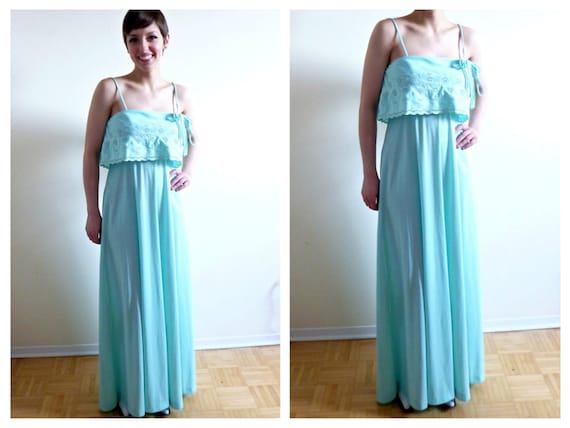 Blue Peasant Mint Green Maxi Dress- Small, Bridesm