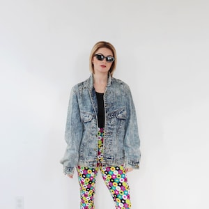 STONEWASH DENIM JACKET- Oversized Boxy 80s Vintage acid wash 90s Loose Baggy Streetwear medium large g