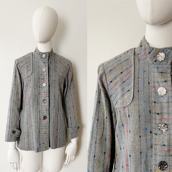 Confetti Knit Jacket- S, 1960s Womens Cardigan, M… - image 1