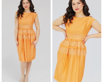 1950s SUZY PERETTE Peach Dress- Hourglass, Bombshell, Pinup 2