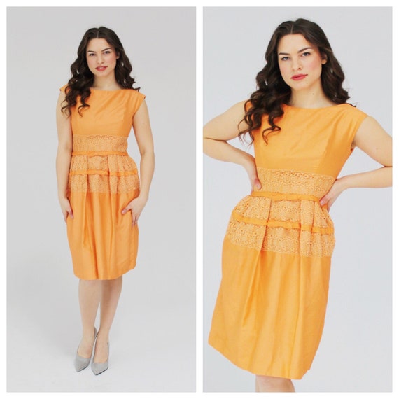 1950s SUZY PERETTE Peach Dress- Hourglass, Bombshe