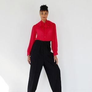 1950s High Waist Navy Trousers- 30, Wool Nautical Sailor Dress Pants, Vintage Menswear l