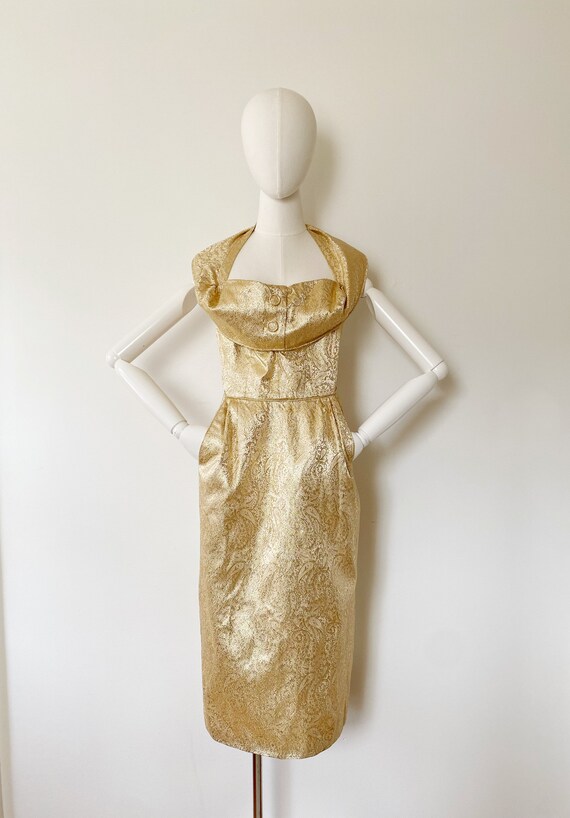 1950s BEAUMELLE Originals Gold Wiggle Dress- 28, … - image 6