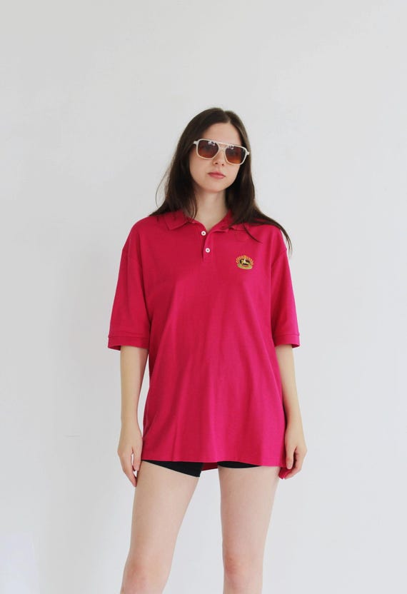 POLO DE BURBERRY Camisa de golf holgada de algodón rosa fucsia