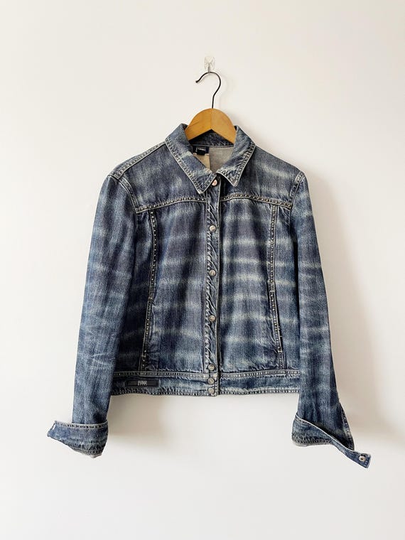 Y2k GIANFRANCO FERRE DENIM Jacket- Faded Studded Flashy Jean