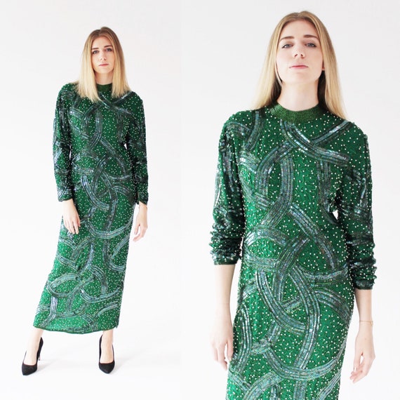 emerald green shiny dress