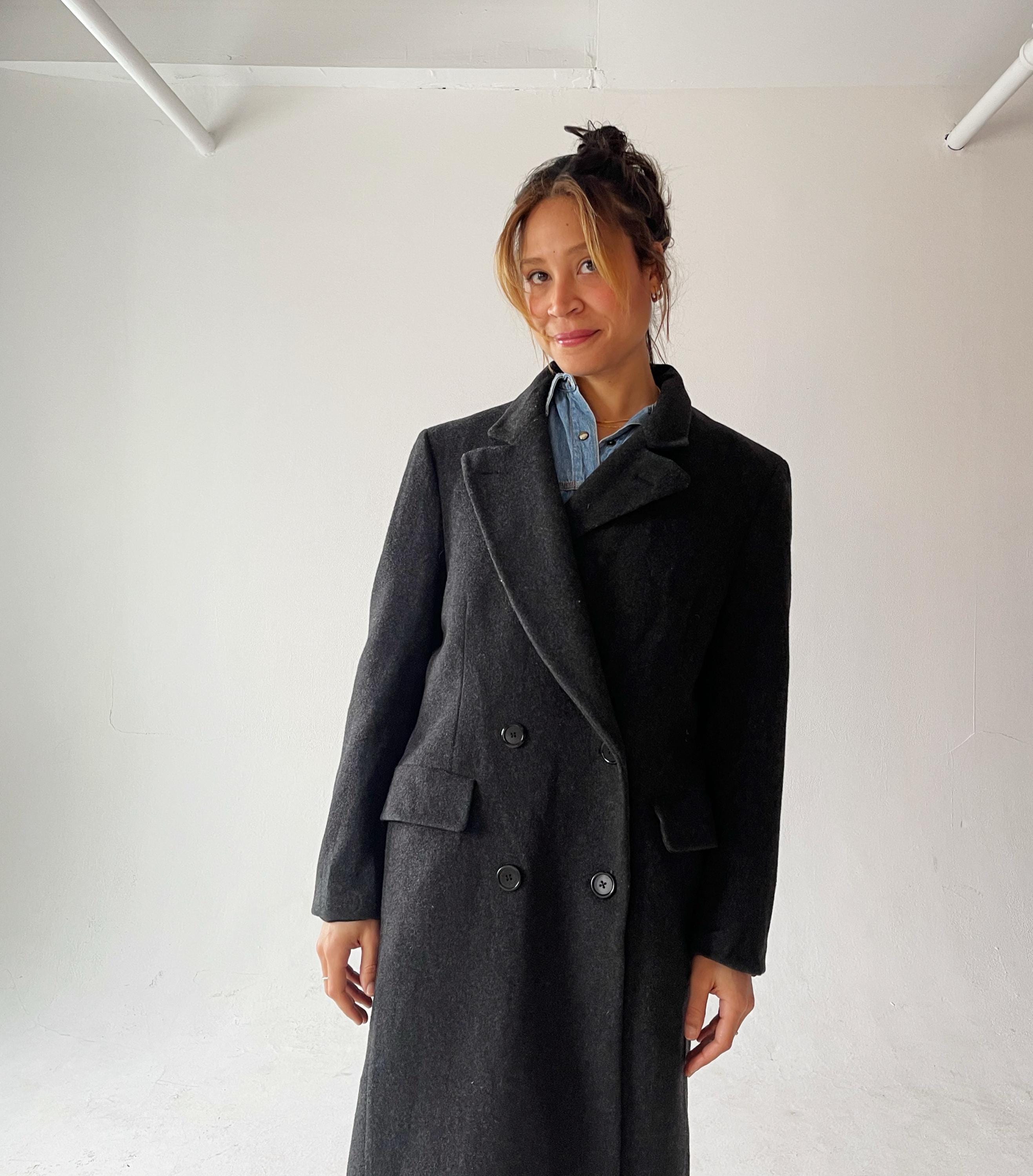 CHRISTIAN DIOR COAT- Gray Wool Overcoat Vintage Medium Large