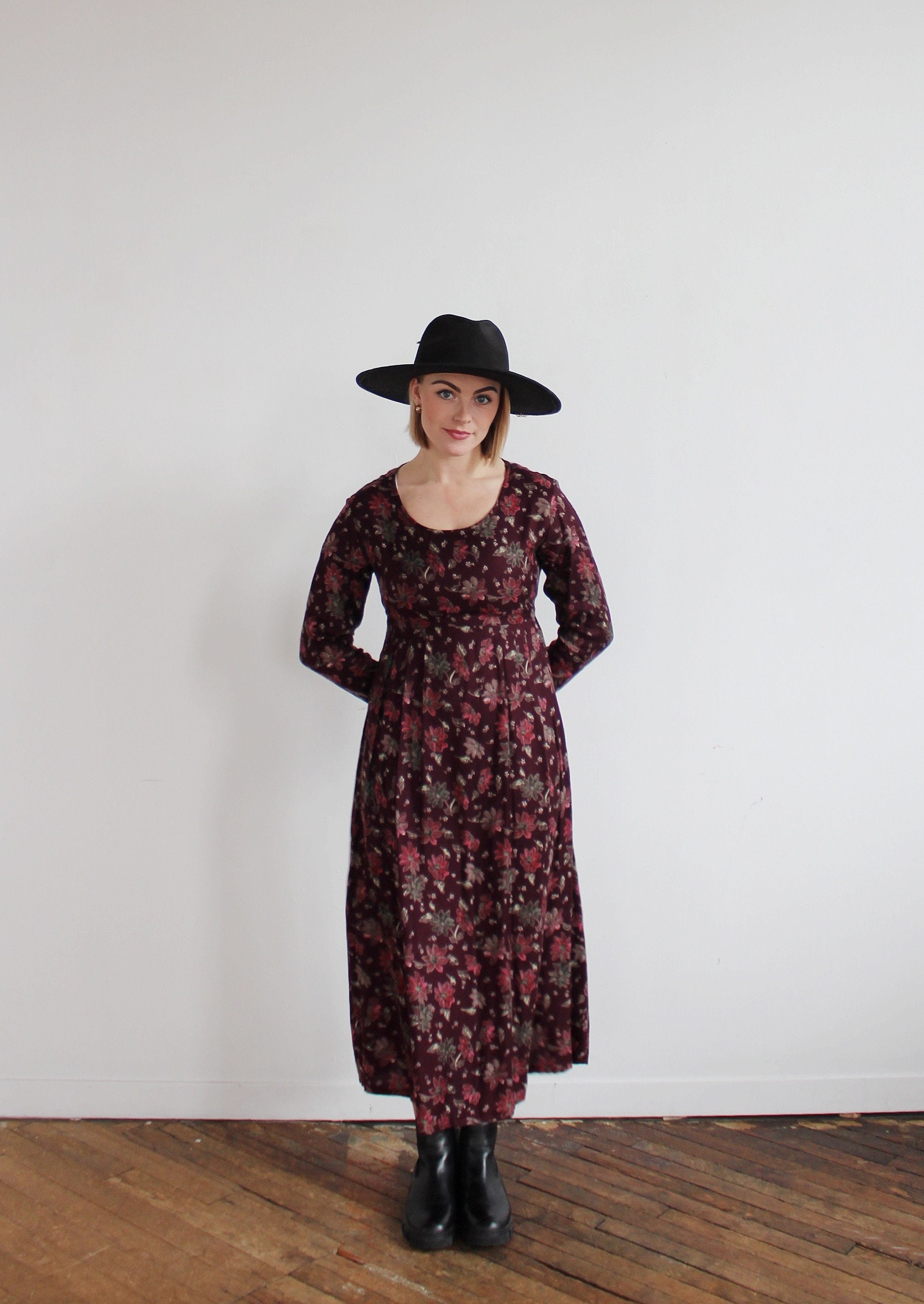 amazon black floral dress Frankie Long Sleeve Mini Dress