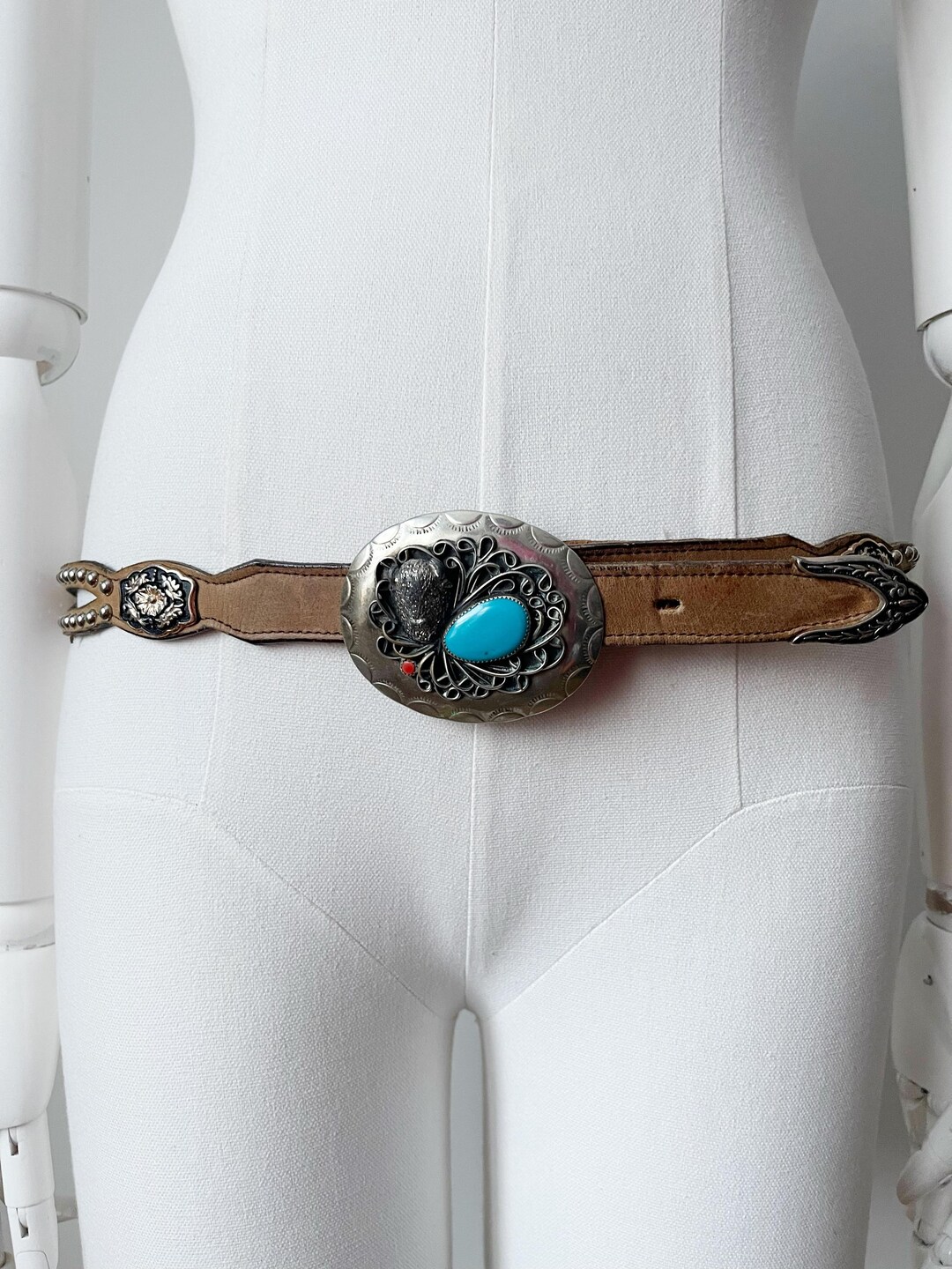 Vintage Nocona rustic western cowgirl style belt Nocona Ladies Western Studded Brown Leather Cowgirl Belt  main image 4