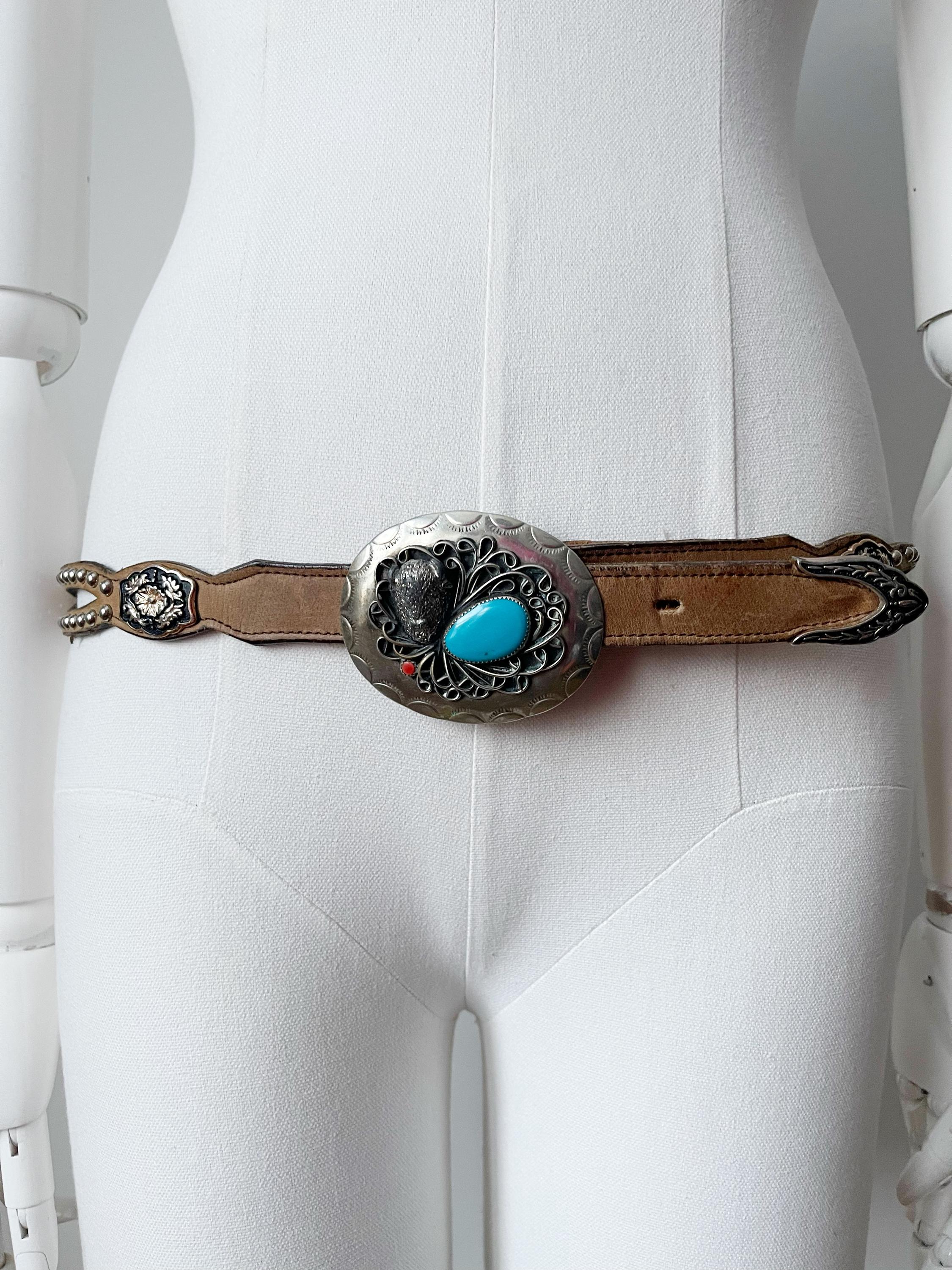 Vintage Nocona Leather Belt – Western Cowgirl Buffalo Buckle  display picture 1