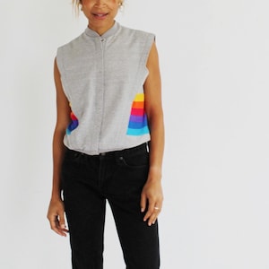 Gilet à rayures arc-en-ciel - M, sweat vintage Kelso des années 70 des années 90, streetwear athlétique k