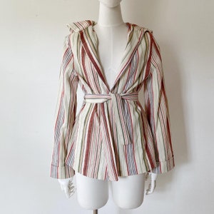 70s Desert Serape Cardigan Shacket- M, Boho Southwest Hooded Jacket C