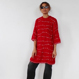 COOGI RED SWEATER- Long Body Short Sleeve Cody Grandpa Knit Vintage 90s Streetwear