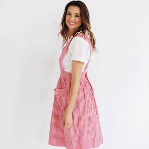 Plaid Gingham Pinafore Dress 50s, Vintage Apron, Retro Pinup 1 image 4