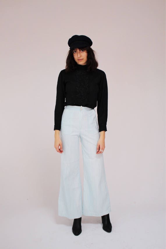 ビンテージ 70s USAヒッピー ハンドメイド ベルボトム フレアパンツ ヴィンテージ ベルボトム パンツ - フレア、S、ヒッピー 70 年代