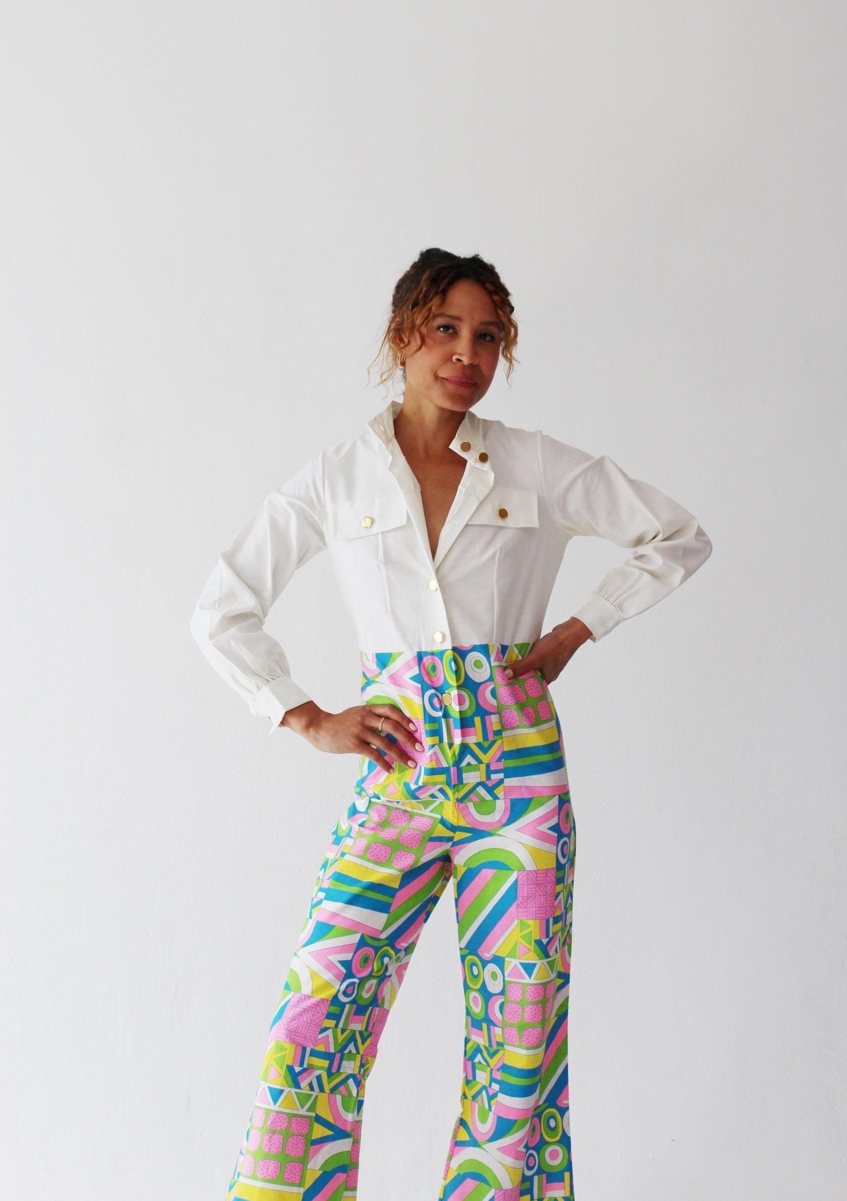 GROOVY PASTEL JUMPSUIT- Vintage 1960s Onesie Psychedelic Bell