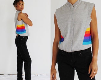 Rainbow Stripe Vest- M, Vintage Sweat Kelso 70s 90s Athletic Streetwear