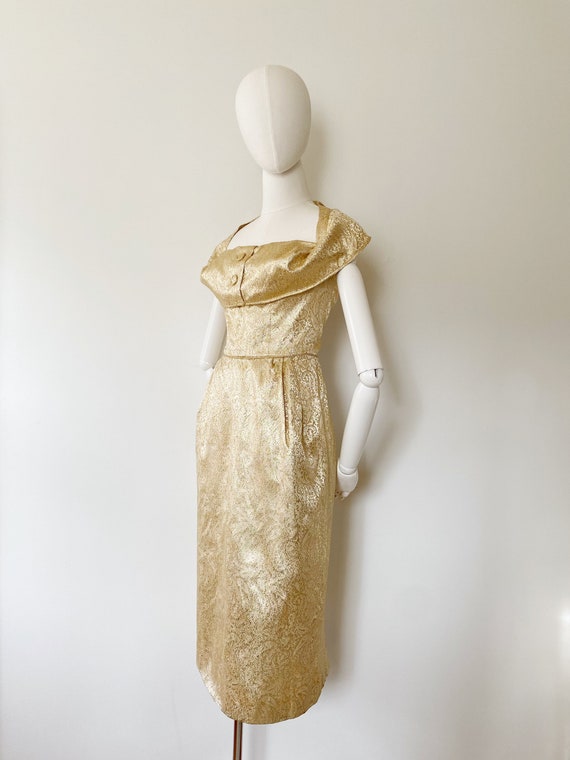 1950s BEAUMELLE Originals Gold Wiggle Dress- 28, … - image 7