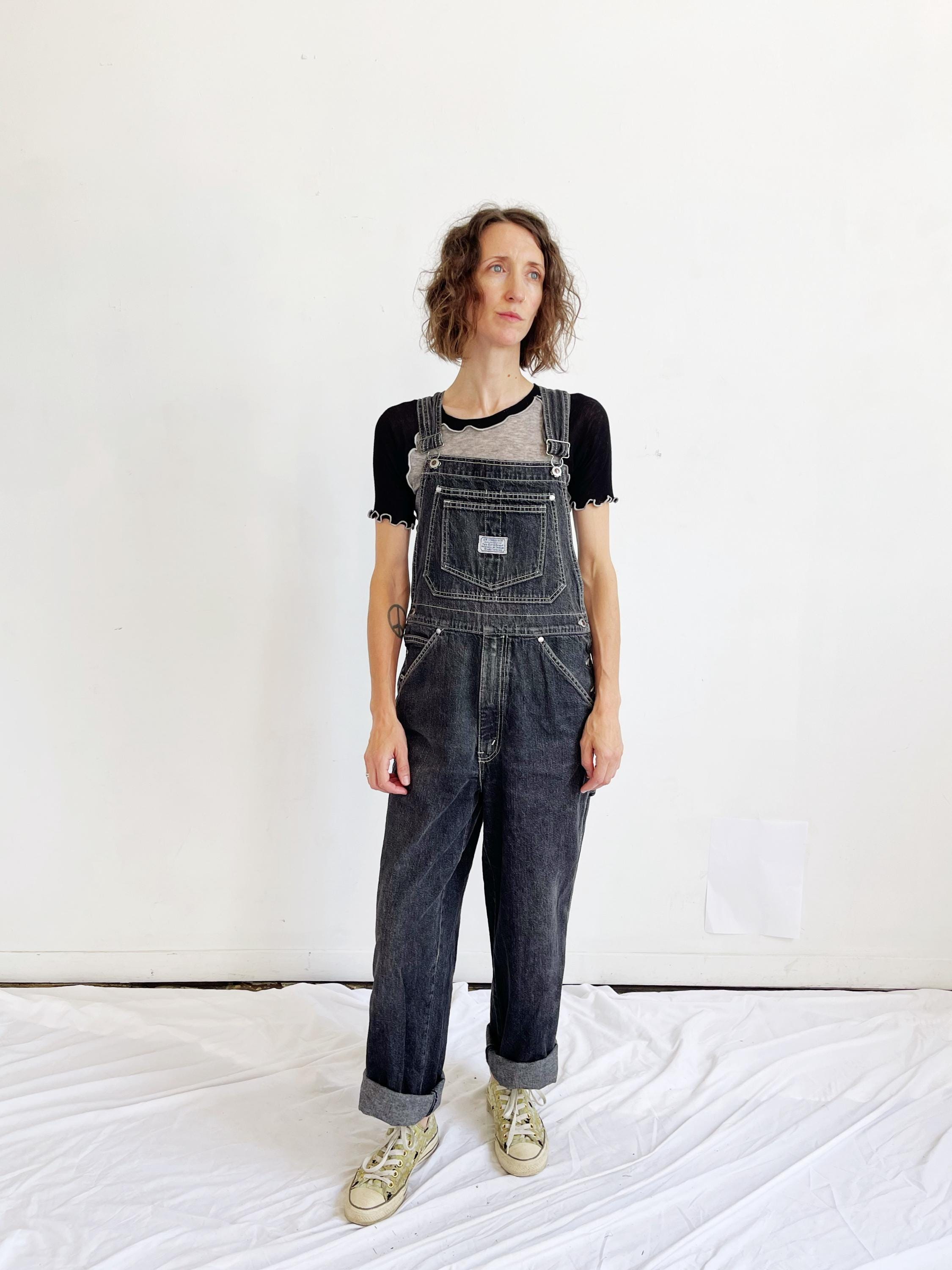 LEVIS SILVERTAB OVERALLS- Charcoal Black Medium 90s Vintage Denim