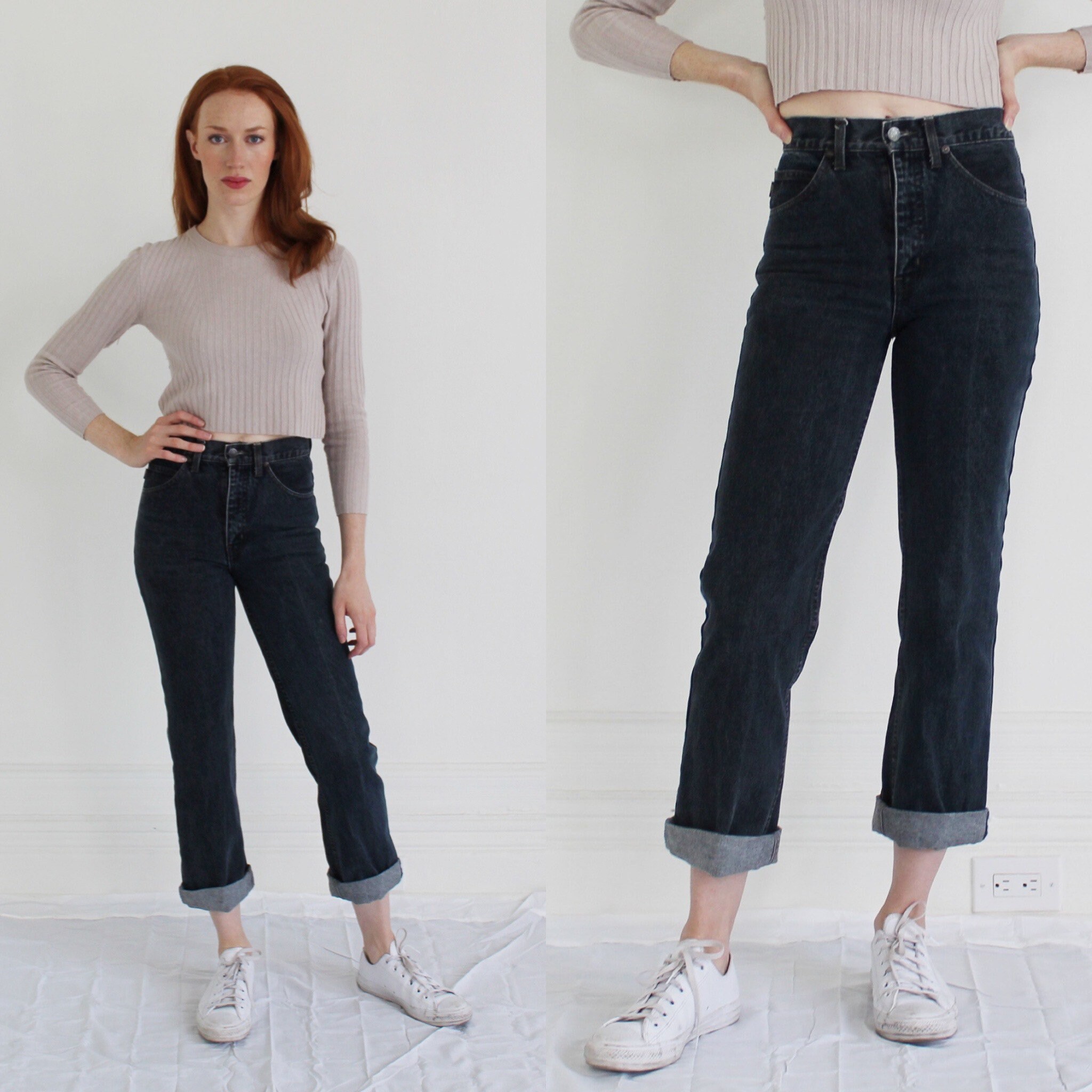 High Waist Charcoal Jeans 27 Vintage 