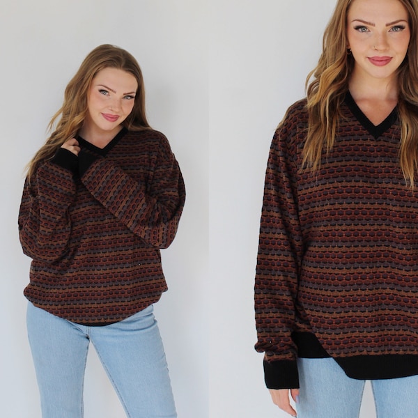 OMBRÉ RAINBOW SWEATER- Oversized Menswear Grandpa Cozy Muted lightweight loose 90s Knit b