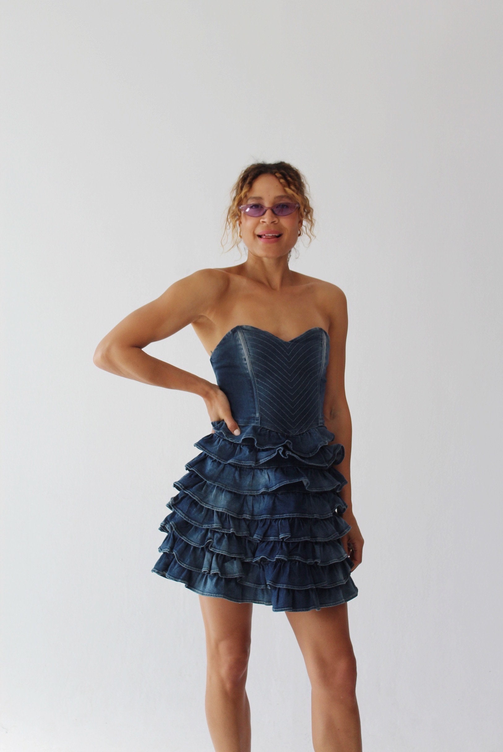 guess denim corset dress Guess Strapless Denim Corset Mini Dress