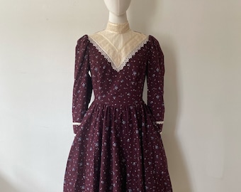 CANDI JONES Florales Prarie Kleid - M, Victorian Cottagecore 70er Jahre Vintage j