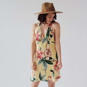 Y2k HALTER SLIP DRESS- Coquette Floral 90s Vintage Silk Victorias Secret Lingerie