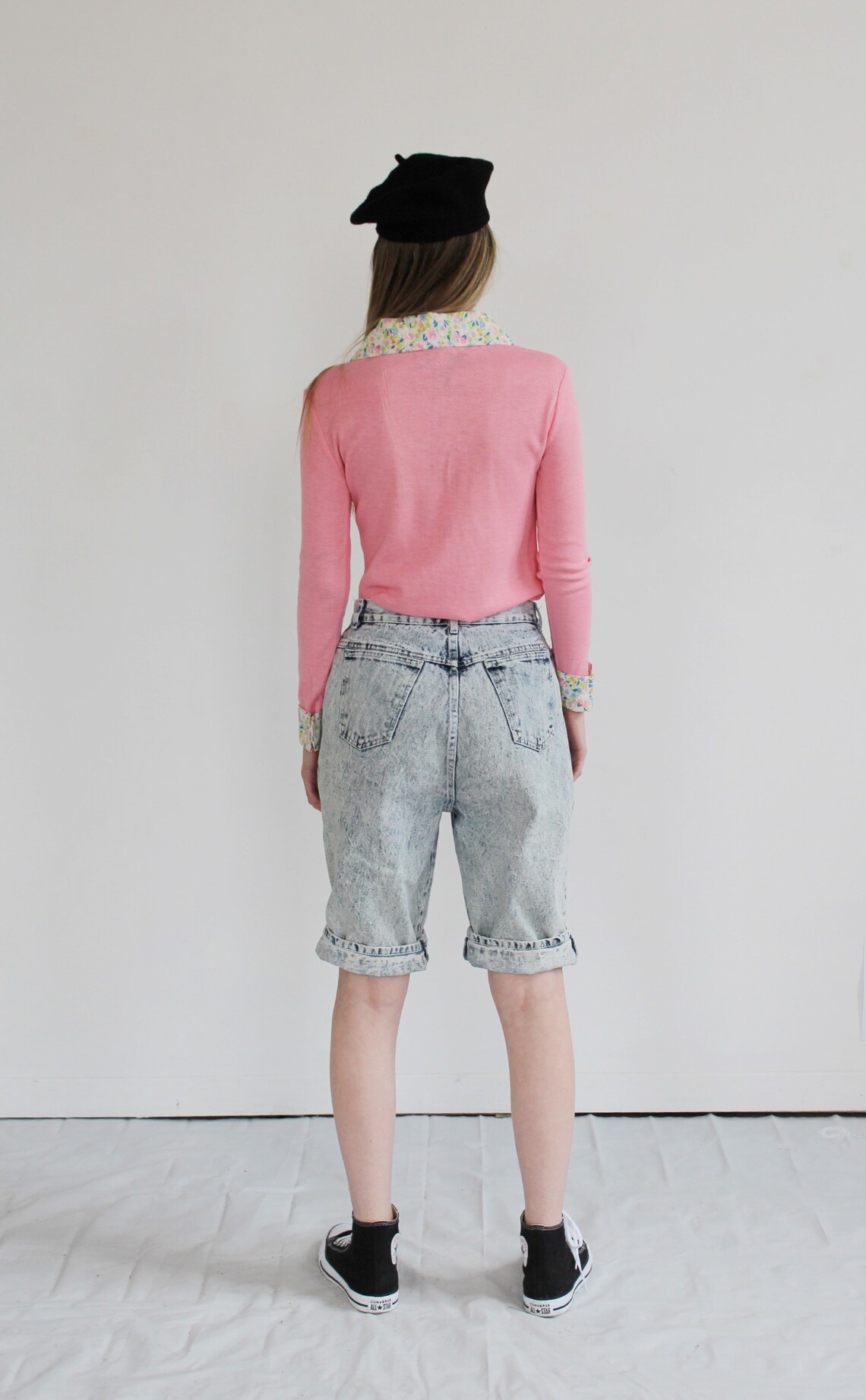 Acid Wash Denim Board Shorts 27 80s Vintage Capris High Etsy