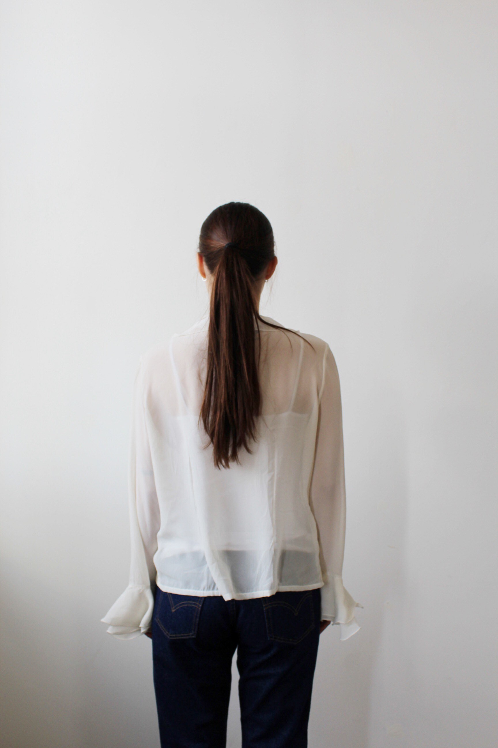 Ivory Crinkle Flared Sleeve Blouse – Ro&Zo