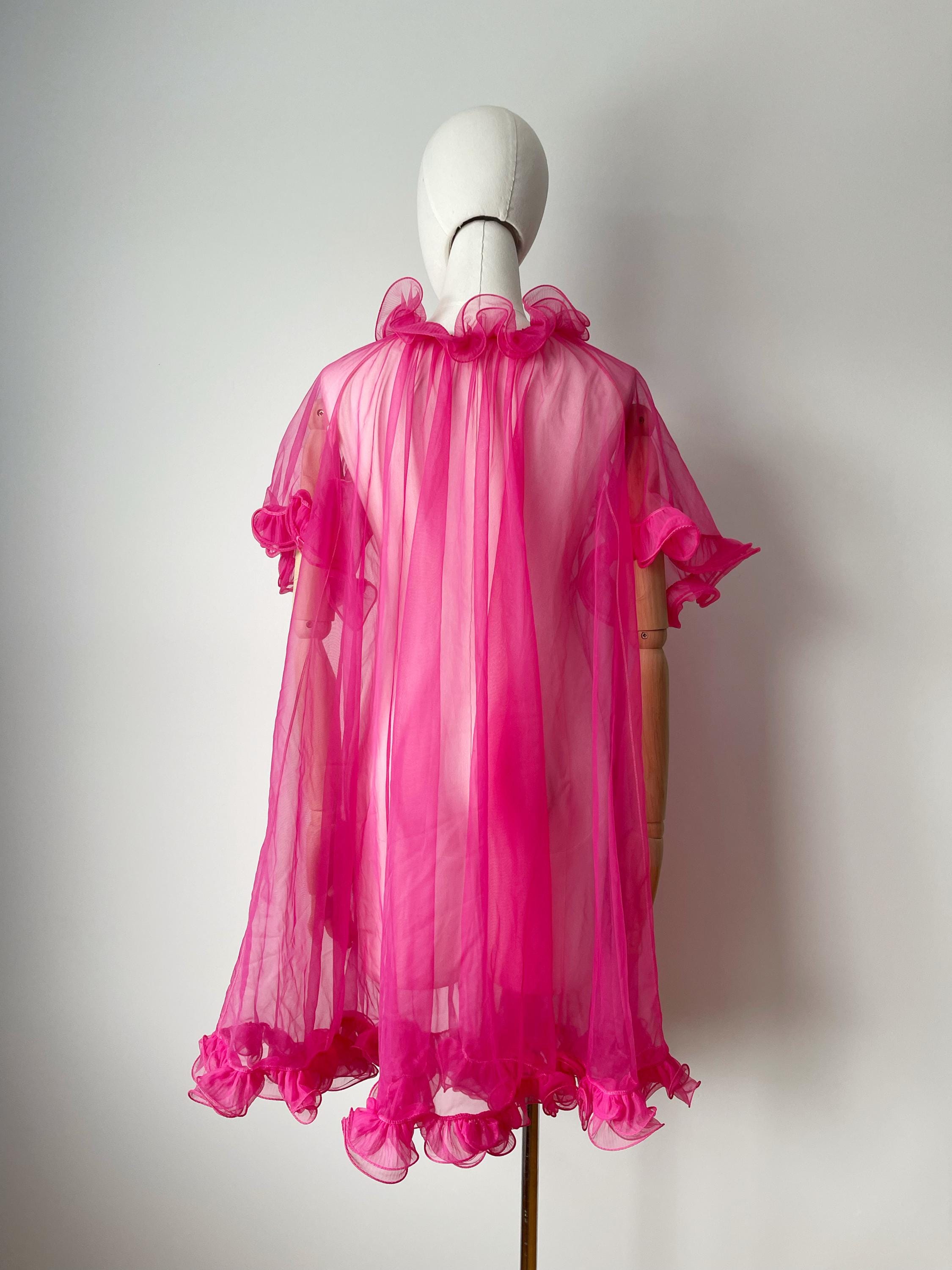Cookies Pink Ruffle Robe Fuchsia Hot Pink Ruffle Robe- Vintage 1960s Peignoir Bed Jacket - Etsy