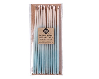 Birthday Candles | Hand-dipped Beeswax Tall Aqua Ombré