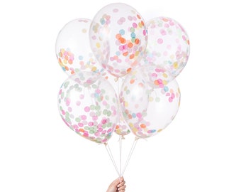 Ballons Confettis | Ensemble de 6 multicolores prérempli de 11 po.